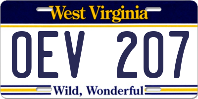 WV license plate OEV207