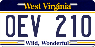 WV license plate OEV210