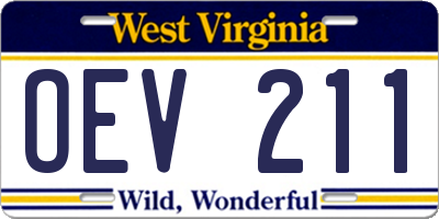 WV license plate OEV211