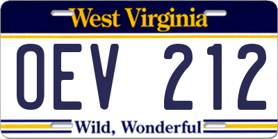 WV license plate OEV212