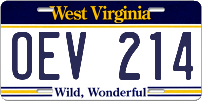WV license plate OEV214