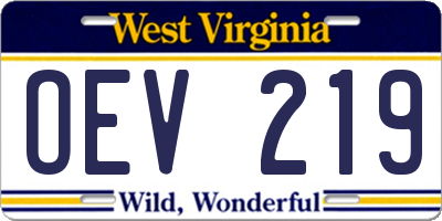 WV license plate OEV219