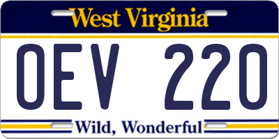 WV license plate OEV220