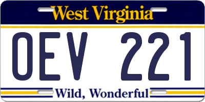 WV license plate OEV221
