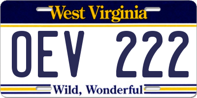 WV license plate OEV222