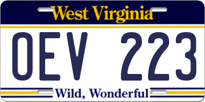 WV license plate OEV223