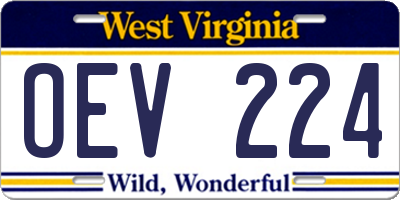 WV license plate OEV224