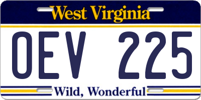 WV license plate OEV225