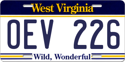 WV license plate OEV226
