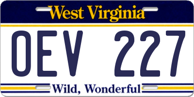 WV license plate OEV227