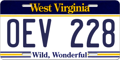 WV license plate OEV228