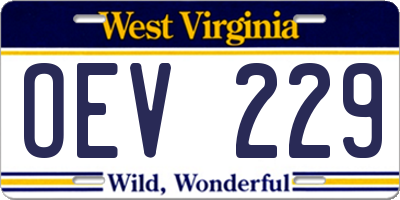 WV license plate OEV229