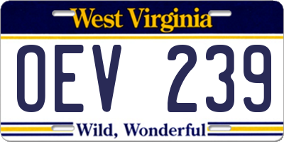 WV license plate OEV239
