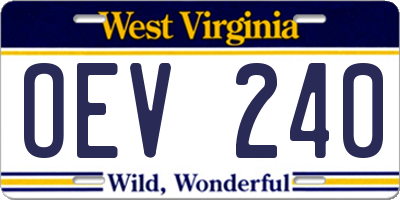 WV license plate OEV240