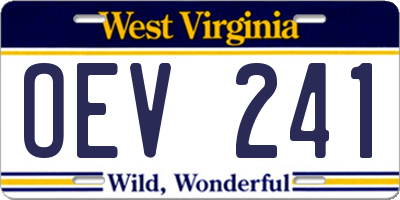 WV license plate OEV241