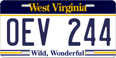 WV license plate OEV244