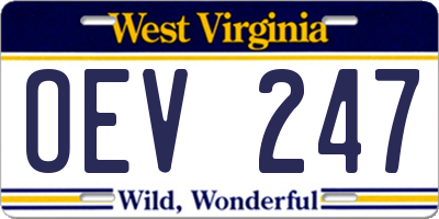 WV license plate OEV247