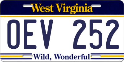 WV license plate OEV252