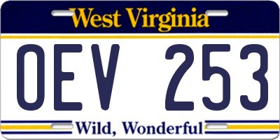 WV license plate OEV253
