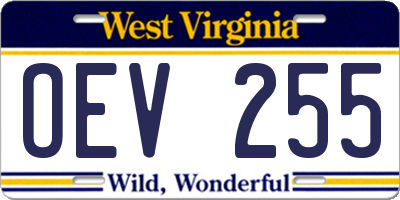 WV license plate OEV255