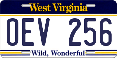 WV license plate OEV256