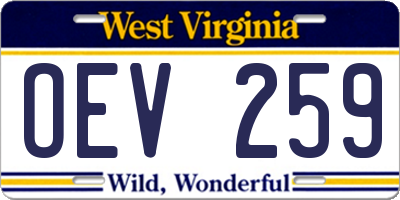 WV license plate OEV259