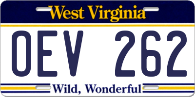 WV license plate OEV262