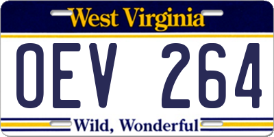 WV license plate OEV264
