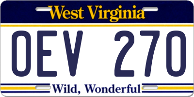 WV license plate OEV270