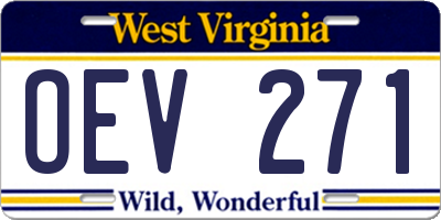 WV license plate OEV271