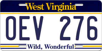 WV license plate OEV276