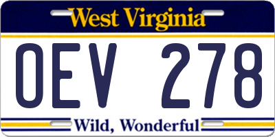 WV license plate OEV278