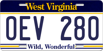 WV license plate OEV280