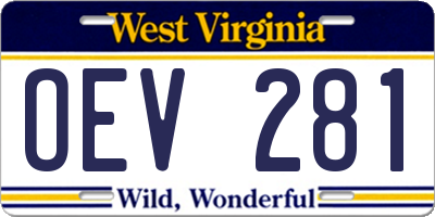 WV license plate OEV281