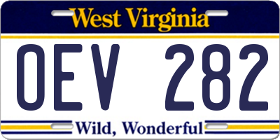 WV license plate OEV282