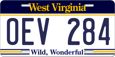 WV license plate OEV284