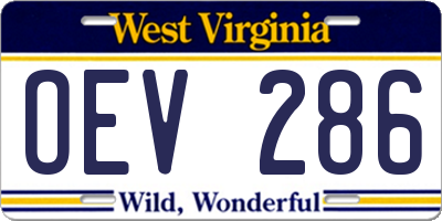 WV license plate OEV286