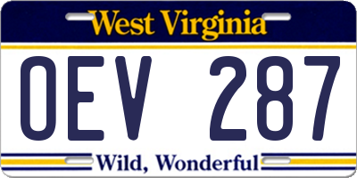 WV license plate OEV287