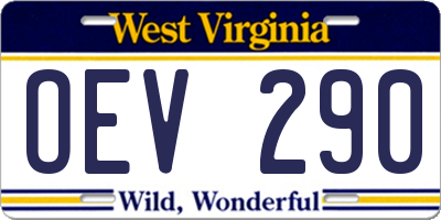 WV license plate OEV290