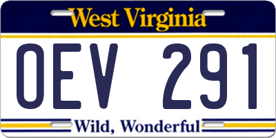 WV license plate OEV291