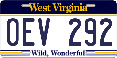 WV license plate OEV292