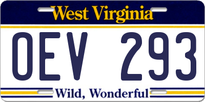 WV license plate OEV293
