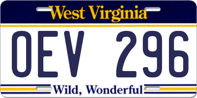 WV license plate OEV296