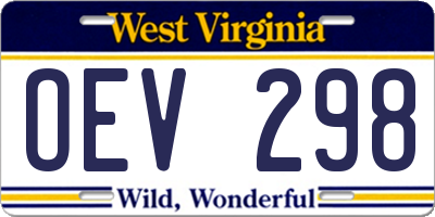 WV license plate OEV298