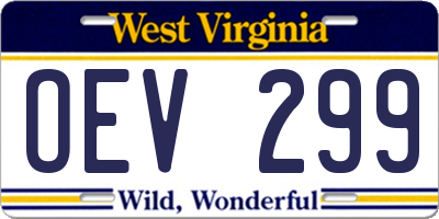WV license plate OEV299