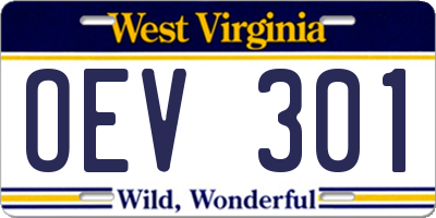 WV license plate OEV301