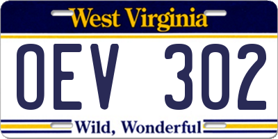 WV license plate OEV302