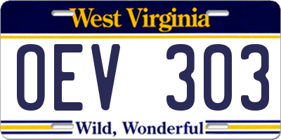 WV license plate OEV303