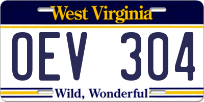 WV license plate OEV304