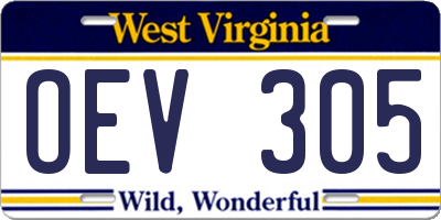 WV license plate OEV305